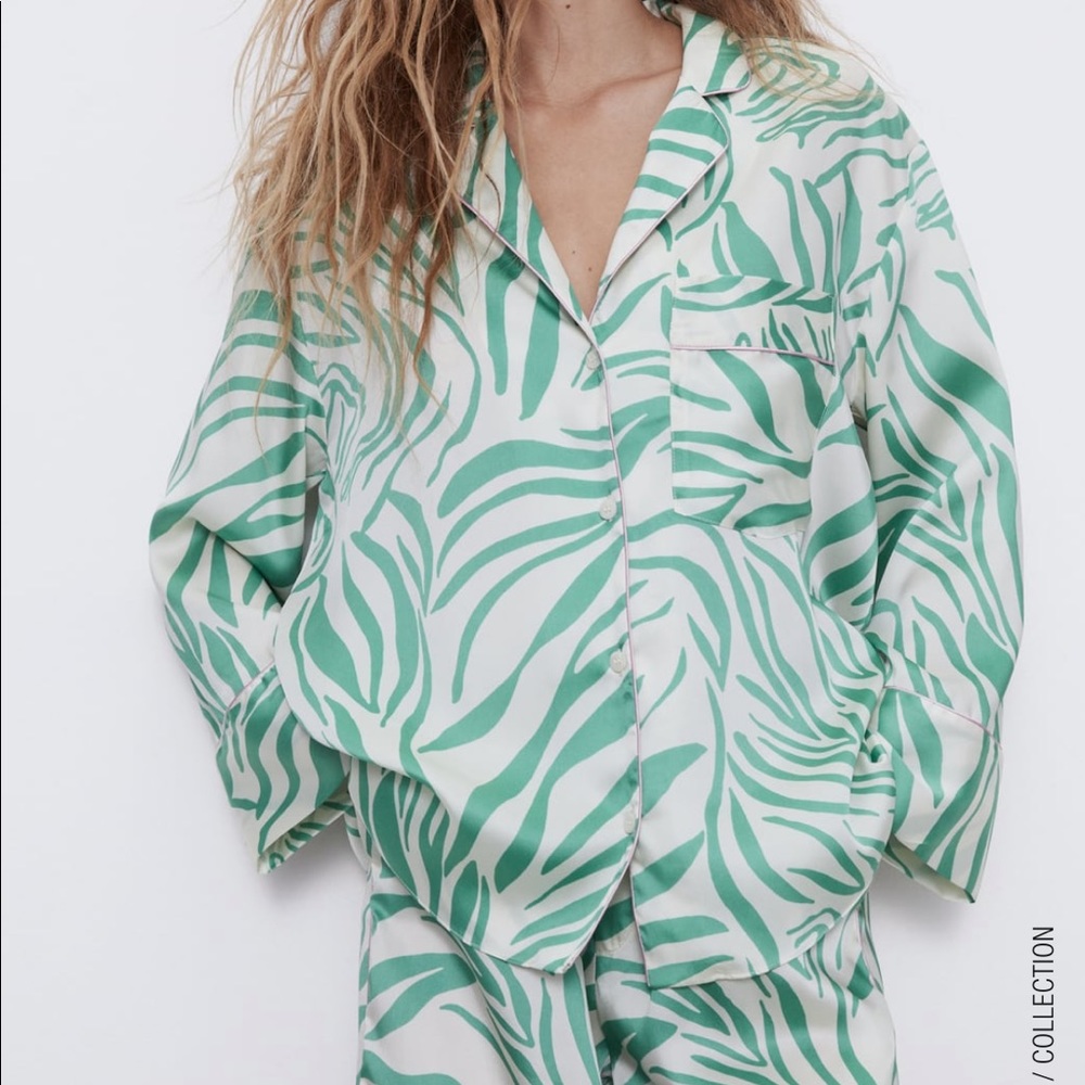 ZARA BNWT Pajama Style Lounge Wear 2pc Coord Set - Picture 5 of 14
